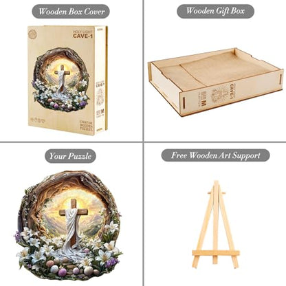 Wooden Puzzles for Adults Holy Light Cross Jigsaw 17.3 * 17in (440 Count)
