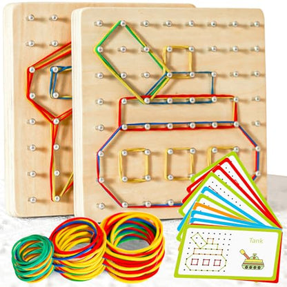2Pack Wooden Geoboard Montessori Toys (2 Count)