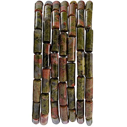Natural Unakite Cylinder Tube Beads 4x13mm 38cm (28 Count)