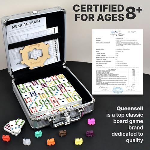 Mexican Train Dominoes Set with Wooden Hub