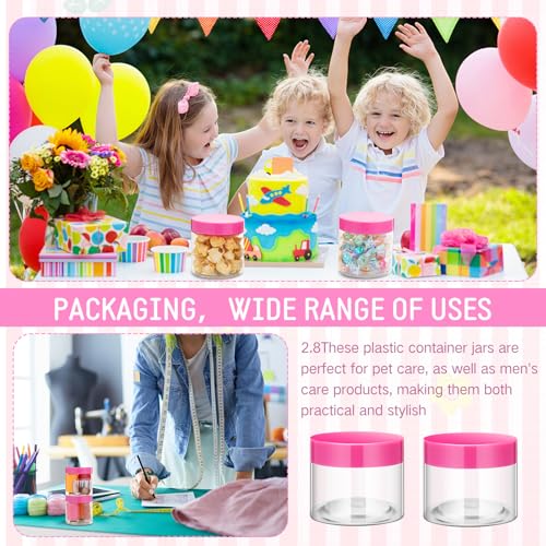 12 Pack 6 oz Plastic Container Jars with Lids Round Clear Travel Cosmetic Container Slime Jars for Toiletries (12 Count)