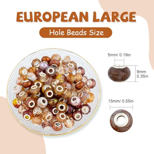 Brown Mix Large Hole Beads (100 Count)
