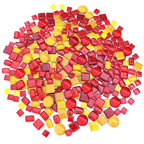 Assorted Orange Red Irregular Crystal Mosaic Tiles (9 Ounce)