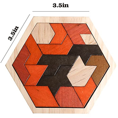 Wooden Hexagon Blocks Puzzle (16 Count)