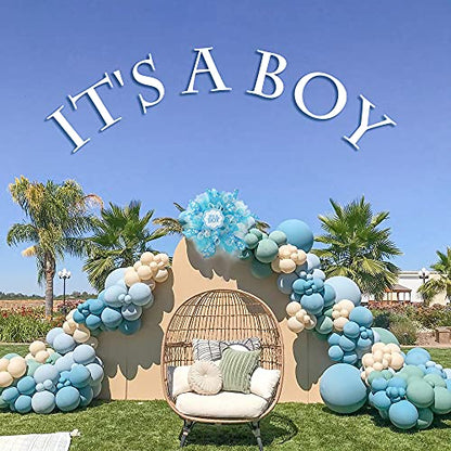 Baby Boy 2.5 Inch Burlap Wired Ribbon for Baby Shower (30 Foot)