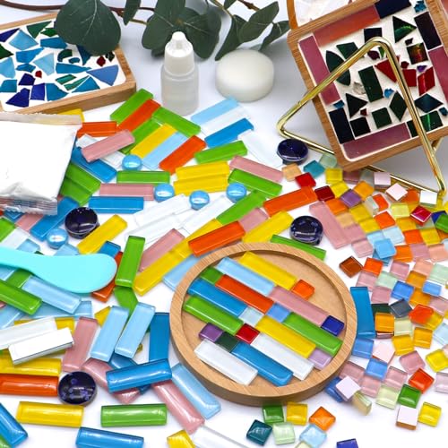 162Pcs 1.1LB Mixed Colors Mosaic Glass Tiles (162 Count)