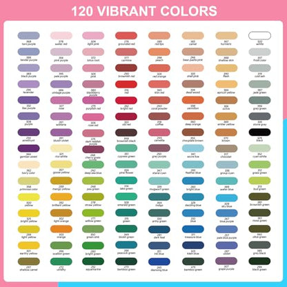 Acrylic Paint Markers for Coloring 120 Colors with 30% More Ink (120 Count)