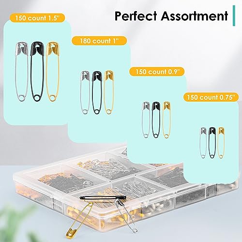 630 Pack Safety Pins Assorted (630 Count)