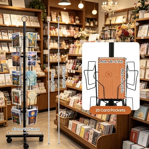 Black Greeting Card Display Rack Rotating Flyer Stand