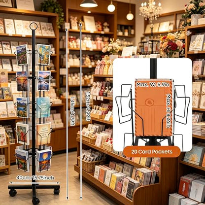 Black Greeting Card Display Rack Rotating Flyer Stand