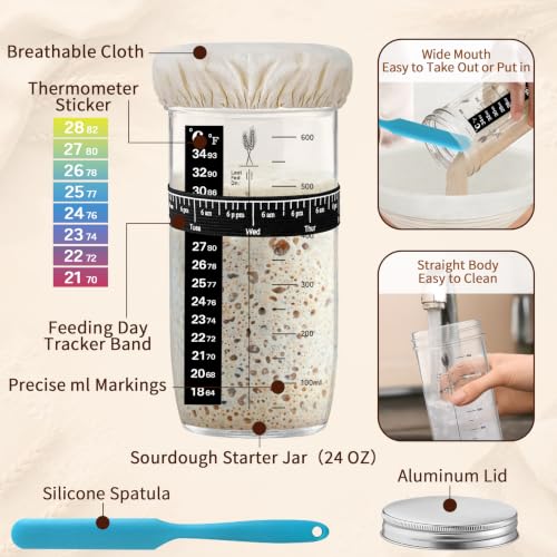 Sourdough Starter Kit with 10" Round and Oval Proofing Baskets (38 Count)