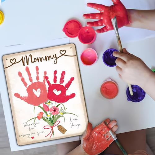 DIY Baby's First Mothers Day Handprint Flowers Hanging Sign