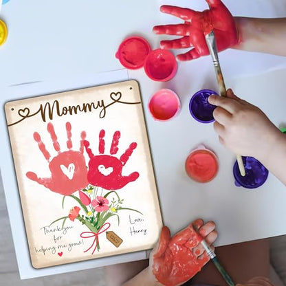 DIY Baby's First Mothers Day Handprint Flowers Hanging Sign