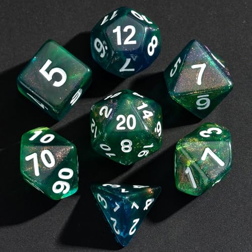 7 Die DND Dice Set Polyhedral Dice Set with a Leather Dice Bag (7 Count)