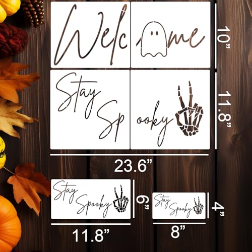 Halloween Stencils for Crafts Reusable Welcome Stay Spooky Stencil