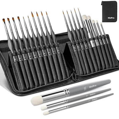 22 PCS Miniature Paint Brushes & Dry Brush (20 Count)