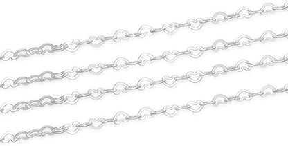 Adabele 5 Feet Authentic 925 Sterling Silver Unfinished Heart Shaped Link Chain 3.2mm x 2.1mm Small Thin Hypoallergenic Nickel Free for DIY Craft Jewelry Making SSK-T1
