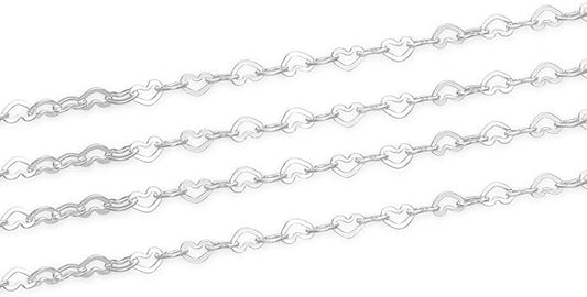Adabele 5 Feet Authentic 925 Sterling Silver Unfinished Heart Shaped Link Chain 5.5mm x 4.3mm Hypoallergenic Nickel Free for DIY Craft Jewelry Making SSK-T3