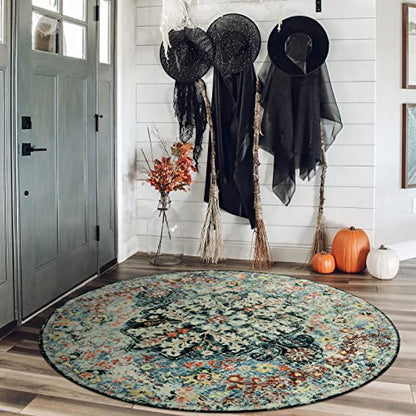 Bohemian Floral Medallion Round Rug