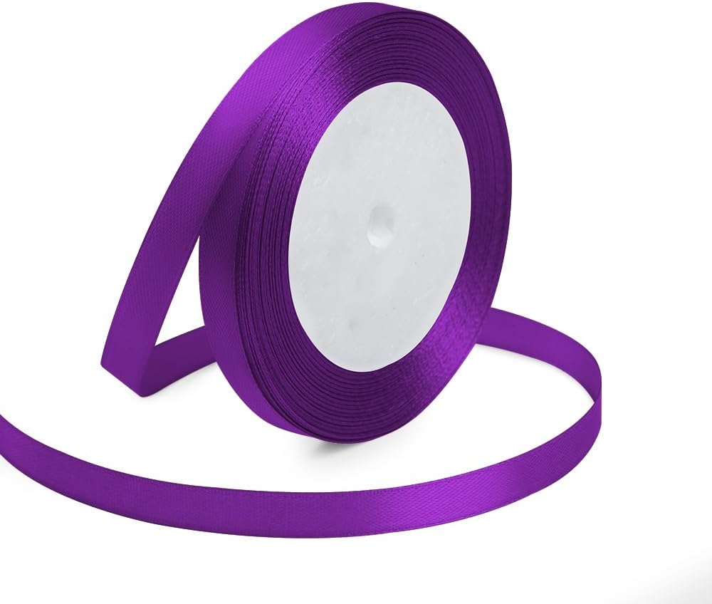 KMER LIFE 3/8 Inches x 25 Yards Purple Satin Ribbon Solid Fabric Ribbons for Crafts, Wedding Decor, DIY Hair Accessories, Sewing, Gift Package Wrapping, Valentine's Day Bouquet and More - Crafty Corner