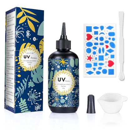 Crystal Clear Hard UV Resin Upgraded Formula Ultraviolet Fast Curing for Jewelry Making Craft Decoration Hard Transparent Glue Solar Cure Sunlight Activated Resin Casting & Coating (7 Ounce)