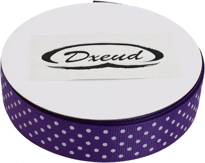 Polka Dot Grosgrain Ribbon 25 Yard Each Roll 100% Polyester (3/4", Purple) - Crafty Corner