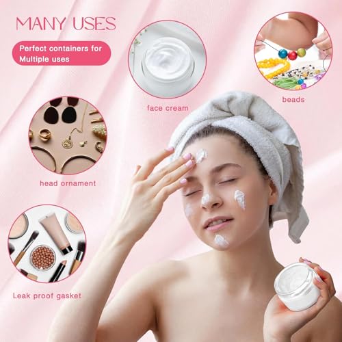 12 Pack 1 oz Plastic Container Jars with Lids Round Clear Travel Cosmetic Container Slime Jars for Toiletries (12 Count)