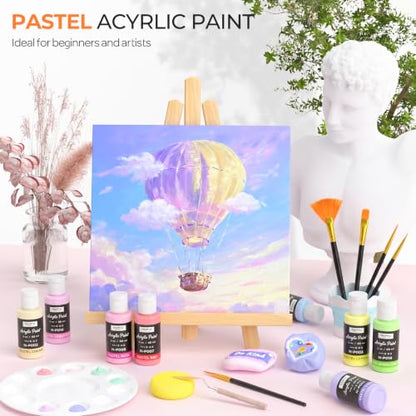 24 Colors Pastel Acrylic Paint Set (48 Fl Oz)
