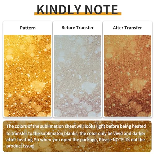 Yellow Glitter Sublimation Transfer Sheets for Heat Press Machine