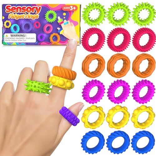 Fidget Toys Sensory Rings for Kids (18 Count)