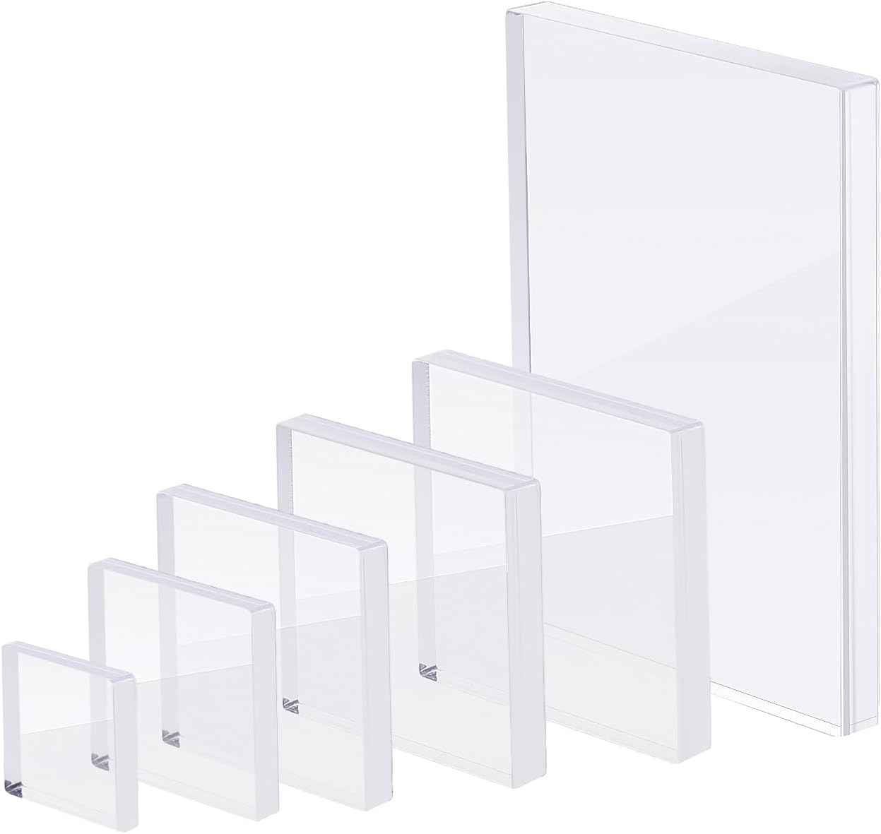 Clear Acrylic Stamping Blocks, 6 Pcs Transparent Jewelry Display Risers Base Wedding Flat Lay Props for Photography Crafts Stamping Card Making Tools - Crafty Corner