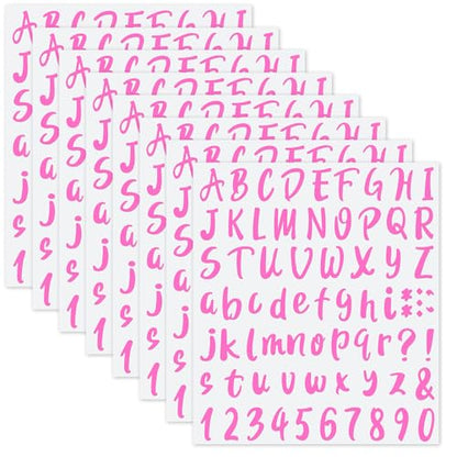 576 Pcs 8 Sheets Letters Stickers Vinyl Alphabet Number Decals Back to School Supplies for Water Bottles Cups Mailbox Scrapbooking Bulletin Board Classroom Decor (8 Count)