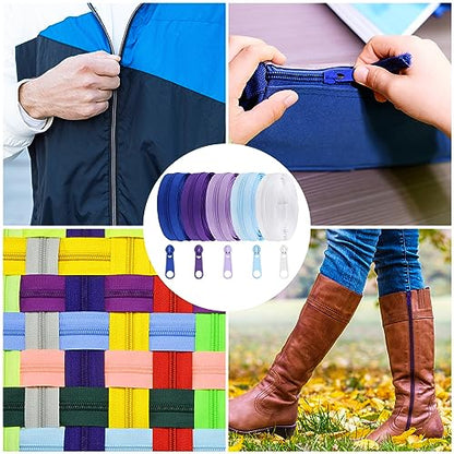 15.3 Yards 14 m 5 Pieces Assorted Colors #3 Nylon Coil Zippers