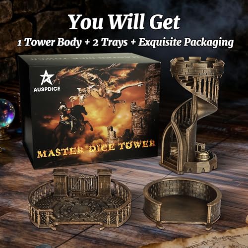 Dice Rolling Tower and Tray Retro Castle Mold Color for Tabletop Games