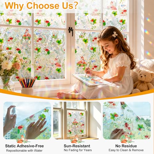 Privacy Window Films Stain Glass Cling No Glue Anti
