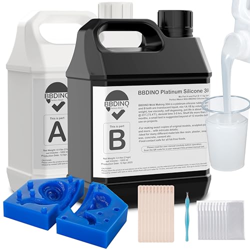 Silicone Mold Making Kit 30A Platinum Liquid 1 Gallon Translucent (2 Count)