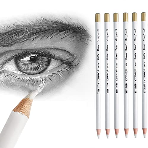 6PCS Artist Eraser Pencils Wooden Sketch Highlight Painting Erasing Pen Student Limner (6 Count)