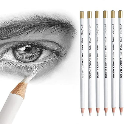 6PCS Artist Eraser Pencils Wooden Sketch Highlight Painting Erasing Pen Student Limner (6 Count)