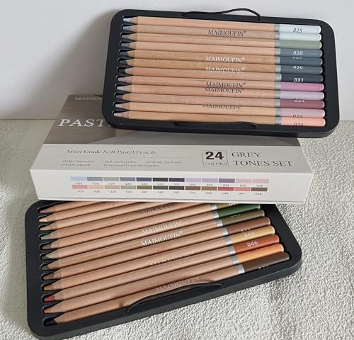 Soft Pastel Pencils 24 Colors Grey Tone Art Drawing Pencil Set