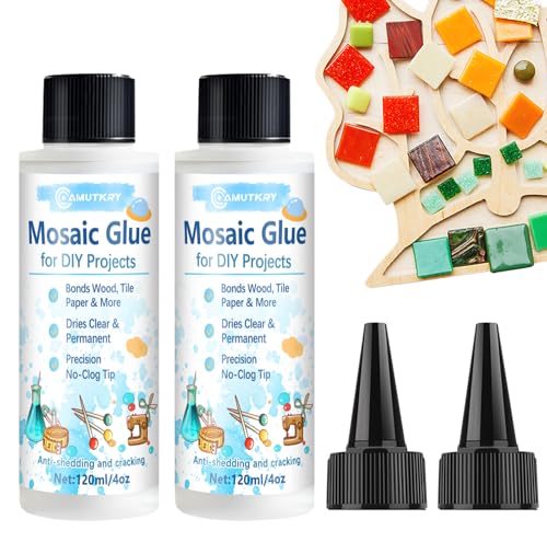 Mosaic Glue 2 Pack 120ml Waterproof Adhesive for DIY Crafts (2 Fl Oz)