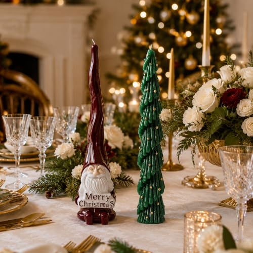 2 PCS 3D Christmas Tree & Santa Claus Silicone Pillar Candle Molds (2 Count)