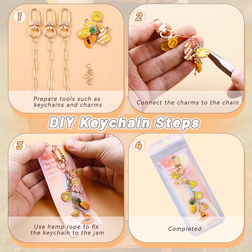 50Set Paperclip Keychain Making Kit with Gift Bags & Thank You Cards (50 Count)