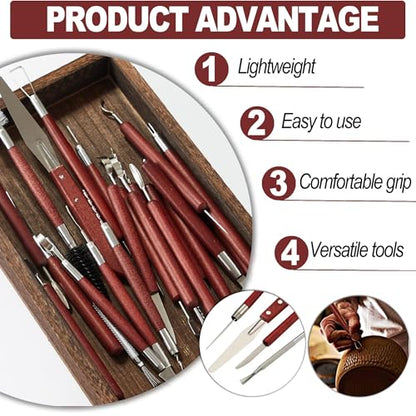 22 Piece Clay Sculpting Tools Set Perfect for Polymer Air Dry Modeling Clay Beginners & Professionals Ideal for DIY Pottery & Ceramics Tools for Clay Sculpey Sculpting & Crafting