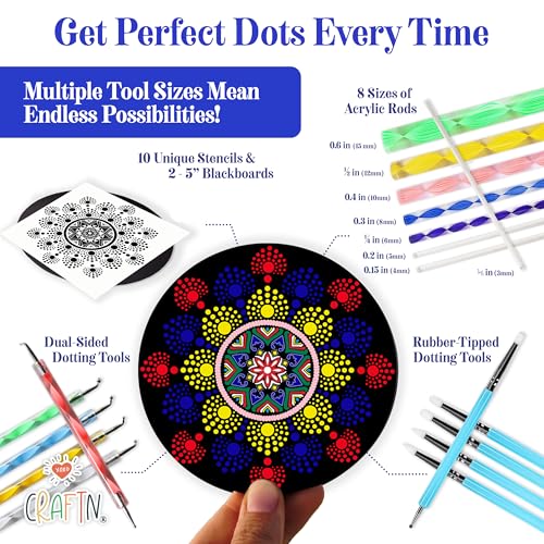Complete Beginner's Mandala Painting 46 Piece Kit with Acrylic Paints