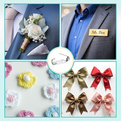 100 Pcs Brooch Pin Backs Bar Pins Backs for Crafts Safety Clasp with Plastic Box (100 Count)