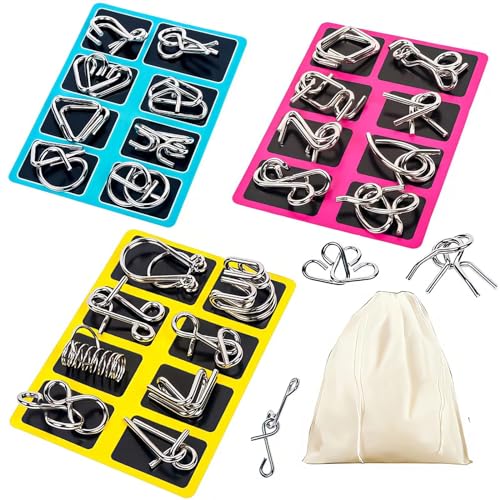 Metal Wire Puzzle Set of 24 with Pouch (24 Count)