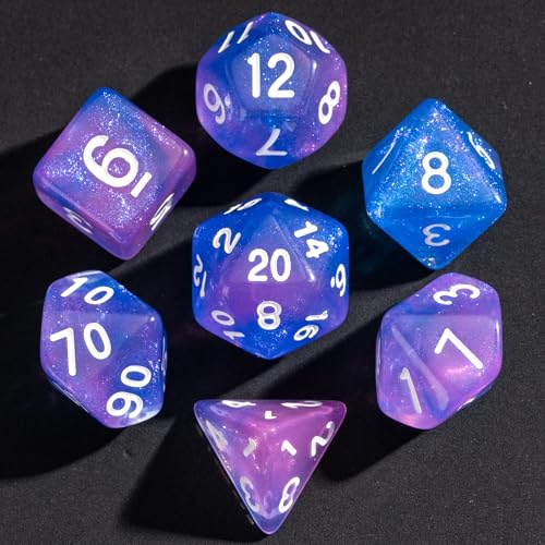 7 Die DND Dice Set Polyhedral Dice Set with a Leather Dice Bag (7 Count)