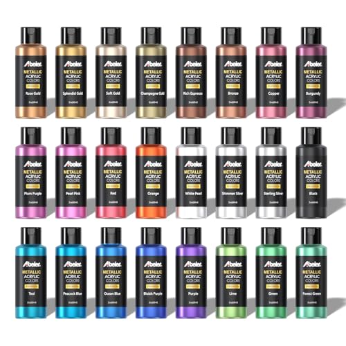 Metallic Acrylic Paint Set 24 Colors 2oz Rich Pigments Non (48.6 Fl Oz)