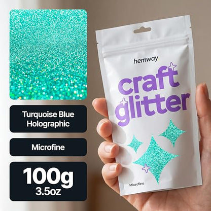 Craft Glitter Turquoise Blue Holographic 100g Microfine Glitter (100 Gram)