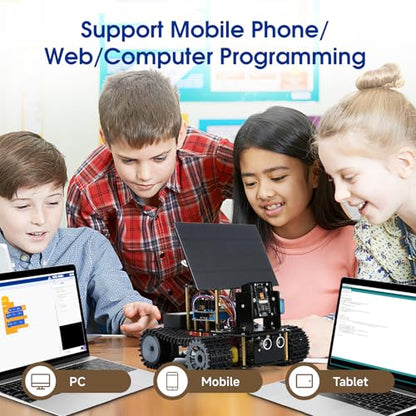 5-In-1 ESP32 Smart Camera Solar Robot Tank Car Kit, STEM Toy Robotics Kit for Kids Age 8-16 Boy, APP & Remote Control 4WD Car with 3MP Camera, Arduino Educational Science Coding Kit Gift for 12+ Teens